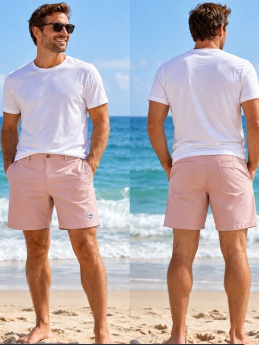Trunks Surf & Swim Co Land To Water Men's 34 Pink Hybrid Stretch Swim Shorts